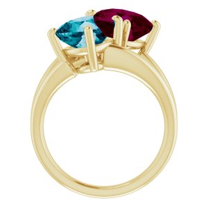 14K Yellow Gold Natural London Blue Topaz & Natural Rhodolite Garnet Ring