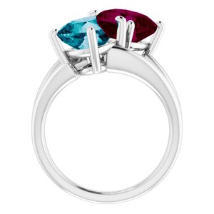 Platinum Natural London Blue Topaz & Natural Rhodolite Garnet Ring