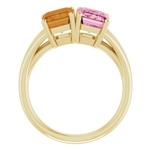 14K Yellow Gold Natural Pink Tourmaline & Natural Citrine Ring