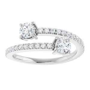 14K White Gold 7/8 CTW Natural Diamond Two-Stone Ring