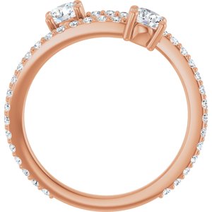 14K Rose Gold 7/8 CTW Natural Diamond Two-Stone Ring