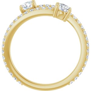14K Yellow Gold 7/8 CTW Natural Diamond Two-Stone Ring