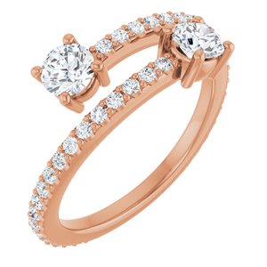 14K Rose Gold 7/8 CTW Natural Diamond Two-Stone Ring