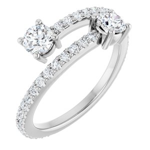 14K White Gold 7/8 CTW Natural Diamond Two-Stone Ring