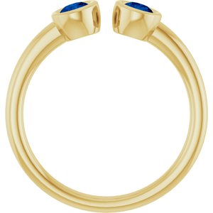 14K Yellow Gold Natural Blue Sapphire Two-Stone Ring