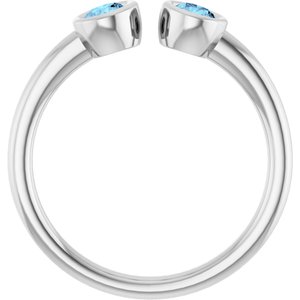 Platinum Natural Aquamarine Two-Stone Ring