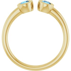 14K Yellow Gold Natural Aquamarine Two-Stone Ring