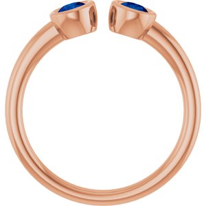 14K Rose Gold Lab-Grown Blue Sapphire Two-Stone Ring