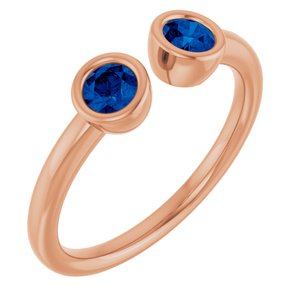 14K Rose Gold Lab-Grown Blue Sapphire Two-Stone Ring