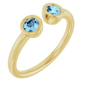 14K Yellow Gold Natural Aquamarine Two-Stone Ring