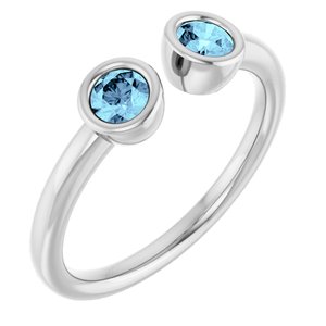 Platinum Natural Aquamarine Two-Stone Ring