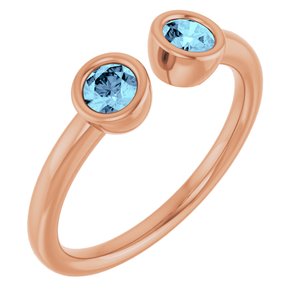 14K Rose Gold Natural Aquamarine Two-Stone Ring
