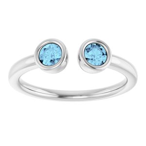 14K White Gold Natural Aquamarine Two-Stone Ring