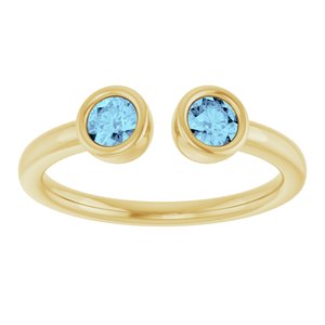14K Yellow Gold Natural Aquamarine Two-Stone Ring