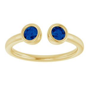 14K Yellow Gold Lab-Grown Blue Sapphire Two-Stone Ring