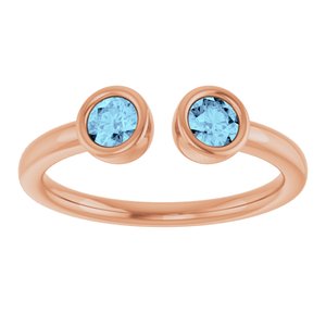 14K Rose Gold Natural Aquamarine Two-Stone Ring