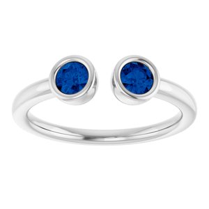 14K White Gold Natural Blue Sapphire Two-Stone Ring
