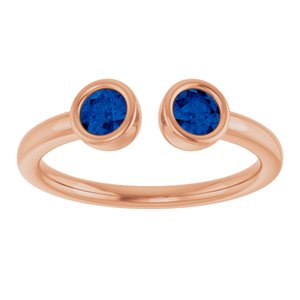 14K Rose Gold Lab-Grown Blue Sapphire Two-Stone Ring