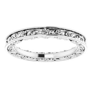 10K White 2.5 mm Floral Flat Band Size 5