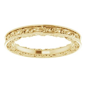 10K Yellow 2.5 mm Floral Flat Band Size 5