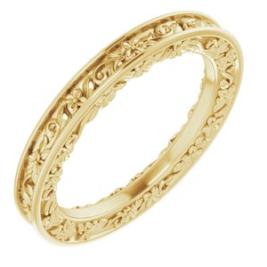10K Yellow 2.5 mm Floral Flat Band Size 5