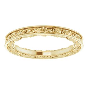 18K Yellow 2.5 mm Floral Flat Band Size 7