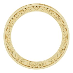 18K Yellow 2.5 mm Floral Flat Band Size 7
