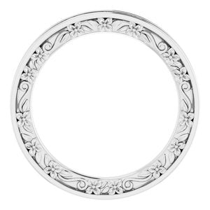 10K White 2.5 mm Floral Flat Band Size 7