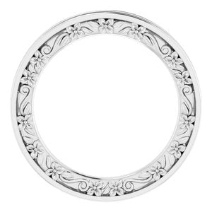 10K White 2.5 mm Floral Flat Band Size 5