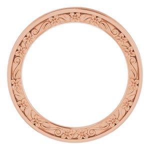 10K Rose 2.5 mm Floral Flat Band Size 8