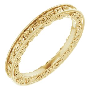 18K Yellow 2.5 mm Floral Flat Band Size 7