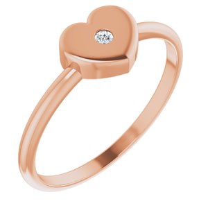 14K Rose Gold .01 CT Natural Diamond Youth Heart Ring