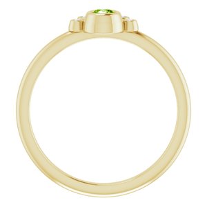 14K Yellow Gold Natural Peridot & .04 CTW Natural Diamond Ring