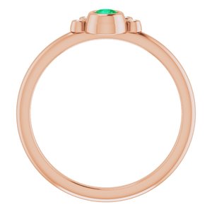 14K Rose Gold Lab-Grown Emerald & .04 CTW Natural Diamond Ring