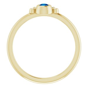 14K Yellow Gold Natural Blue Sapphire & .04 CTW Natural Diamond Ring