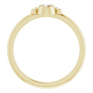 14K Yellow Gold Natural White Sapphire & .04 CTW Natural Diamond Ring