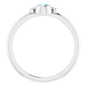 Sterling Silver Natural Blue Zircon & .04 CTW Natural Diamond Ring