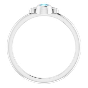14K White Gold Natural Aquamarine & .04 CTW Natural Diamond Ring