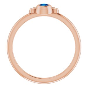 14K Rose Gold Lab-Grown Blue Sapphire & .04 CTW Natural Diamond Ring