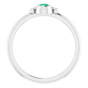 14K White Gold Lab-Grown Emerald & .04 CTW Natural Diamond Ring