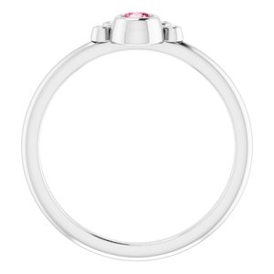 Platinum Natural Pink Tourmaline & .04 CTW Natural Diamond Ring