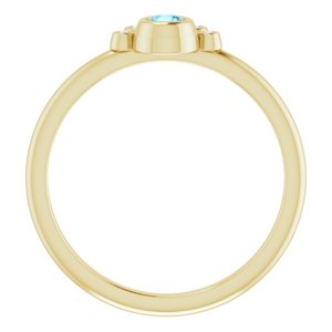 14K Yellow Gold Natural Aquamarine & .04 CTW Natural Diamond Ring