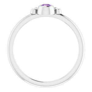 Sterling Silver Natural Amethyst & .04 CTW Natural Diamond Ring