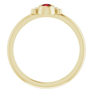 14K Yellow Gold Natural Mozambique Garnet & .04 CTW Natural Diamond Ring