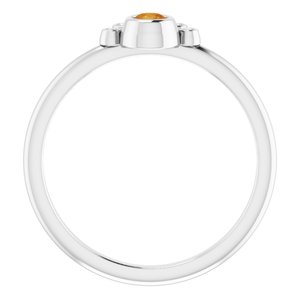 14K White Gold Natural Citrine & .04 CTW Natural Diamond Ring
