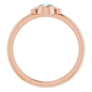 14K Rose Gold Natural Blue Zircon & .04 CTW Natural Diamond Ring