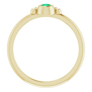 14K Yellow Gold Lab-Grown Emerald & .04 CTW Natural Diamond Ring