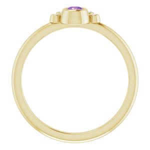 14K Yellow Gold Natural Amethyst & .04 CTW Natural Diamond Ring