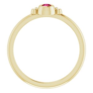 14K Yellow Gold Lab-Grown Ruby & .04 CTW Natural Diamond Ring