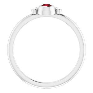 Platinum Natural Mozambique Garnet & .04 CTW Natural Diamond Ring
